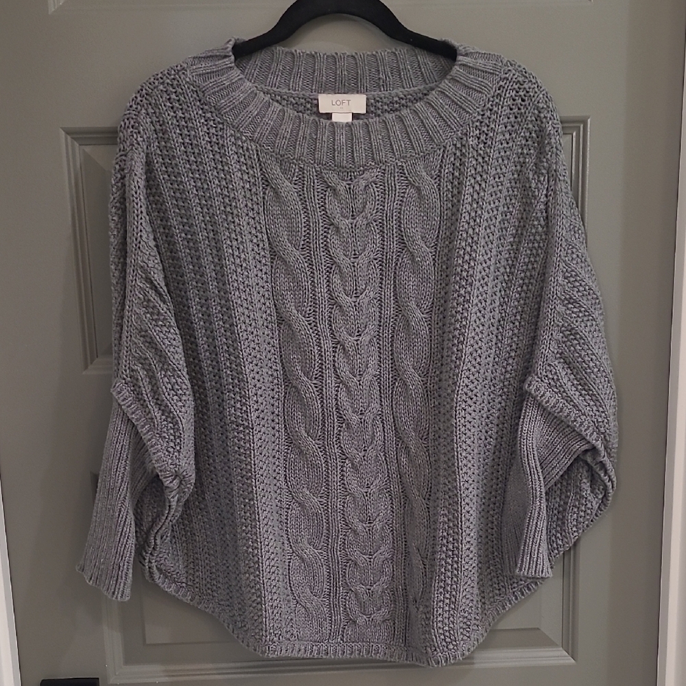 LOFT Charcoal Cable Knit Sweater
